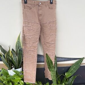 Distressed Tan Women Jeans